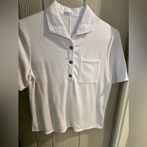 Stateside white short sleeve knit top, size M